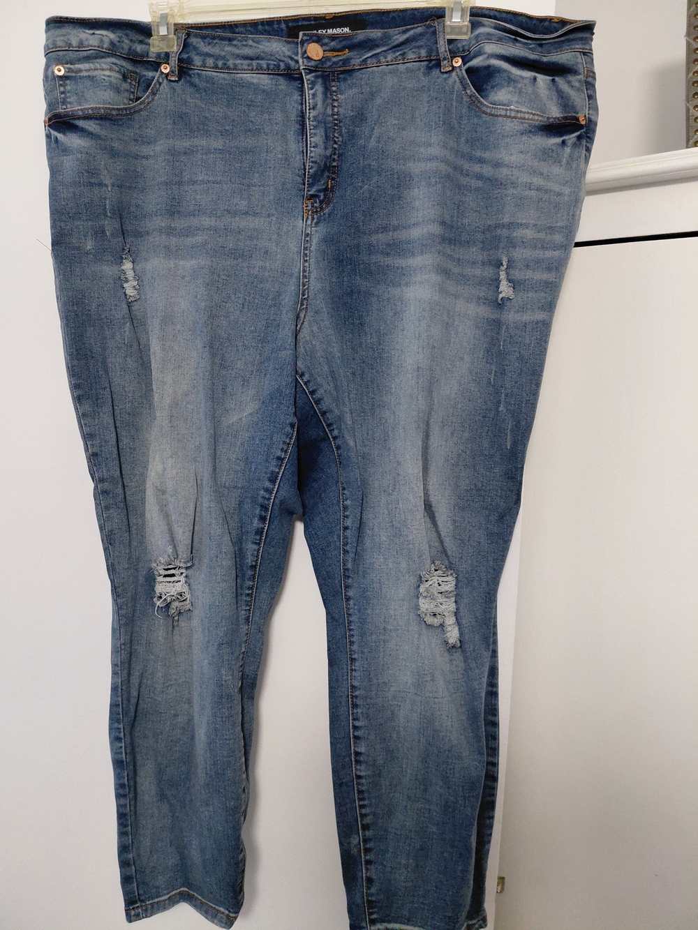torrid Light Blue Skinny Jeans with Knee Distressing